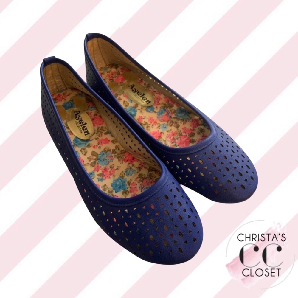 🌹{2/$40} Cobalt Blue Leather Ballet Flats